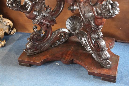 A 17th century style Italian walnut console table, W.2ft 9in. D.1ft 6in. H.3ft